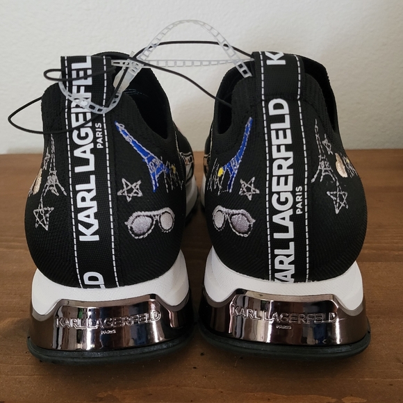Karl LagerfeldMattia Logo Embroidered Stretch Knit Sneakers Black NWOB - Picture 5 of 5